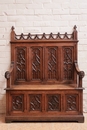 Gothic style Hall bench in Oak, France 19th century