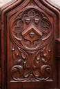 Gothic style Hall bench in Oak, France 19th century