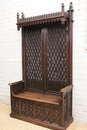 Gothic style Hall bench in Walnut, France 19th century