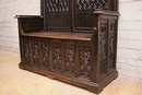 Gothic style Hall bench in Walnut, France 19th century