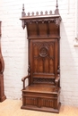 Gothic style Hall bench in Walnut, France 19th century