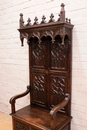 Gothic style Throne chair in Oak, France 19th century