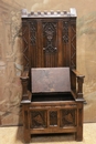 Gothic style Throne chair in Oak, France 19th century