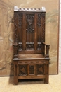 Gothic style Throne chair in Oak, France 19th century