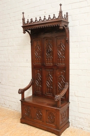 Gothic walnut hall bench