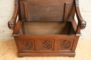 Gothic style Walnut hall bench, France 19th century
