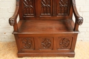 Gothic style Walnut hall bench, France 19th century
