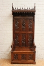 Gothic style hall bench in Walnut, France 19th century