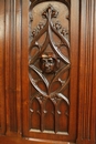 Gothic style hall bench in Walnut, France 19th century