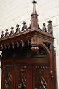 Gothic style hall bench in Walnut, France 19th century