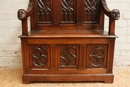 Gothic style hall bench in Walnut, France 19th century