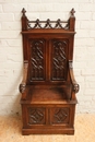 Gothic style hall bench in Walnut, France 19th century