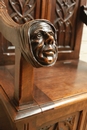 Gothic style hall bench in Walnut, France 19th century