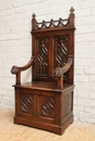 Gothic style hall bench in Walnut, France 19th century