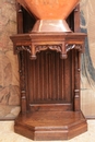 Gothic style Fontain in oak and cupper, France 19th century