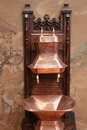 Gothic style Fontain in oak and cupper, France 19th century