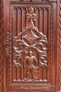 Gothic/medieval style Cabinet with safe in Oak, France 1930