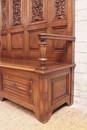 Gothic/reanissance style Hall bench in Walnut, France 19th century