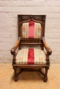 Gothic/renaissance style Arm chair in Walnut, France 19th century