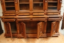 Henri II style 8 doors bookcase in Walnut, France 19th century