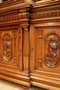 Henri II style 8 doors bookcase in Walnut, France 19th century