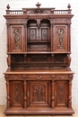 Henri II style Cabinet in Walnut and bronze, France 19th century