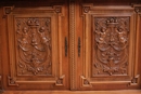 Henri II style Cabinet in walnut and marble, France 19th century