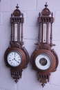 Henri II style Clock and barometer in Walnut, France