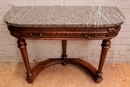 Henri II style Console in walnut and marble, France 1900