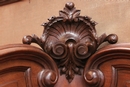 Henri II style Corner cabinet in walnut and marble, France 19th century