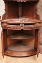 Henri II style Corner cabinet in walnut and marble, France 19th century