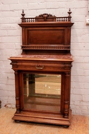 Henri II Display cabinet in walnut signed Goumain Paris