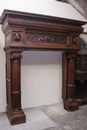 Henri II style Fire mantle in Walnut, France 19th century