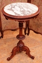 Henri II style Flower table in walnut and marble, France 1900