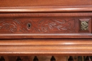 Henri II style Secretary desk in walnut and marble, France 19th century