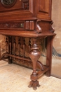 Henri II style Secretary desk in walnut and marble, France 19th century