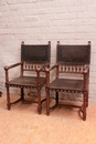 Henri II style Arm chairs in Oak, France 19th century