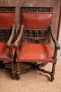 Henri II style Arm chairs in Walnut, France 19th century