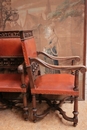 Henri II style Arm chairs in Walnut, France 19th century