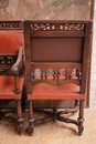 Henri II style Arm chairs in Walnut, France 19th century