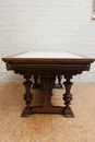 Henri II style Table with marble in Walnut, France 19th century