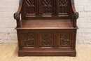 Gothic style Hall bench in Oak, France 19th century