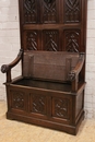 Gothic style Hall bench in Oak, France 19th century