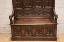 Gothic style Hall bench in Oak, France 19th century