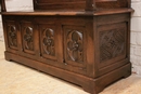 Gothic style Hall bench in Oak, France 19th century