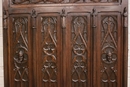 Gothic style Hall bench in Oak, France 19th century
