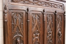 Gothic style Hall bench in Oak, France 19th century