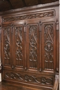 Gothic style Hall bench in Oak, France 19th century