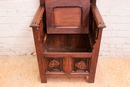 Gothic style Hall bench in Oak, France 19th century