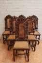 Hunt style 6 chairs in Oak, France 19th century